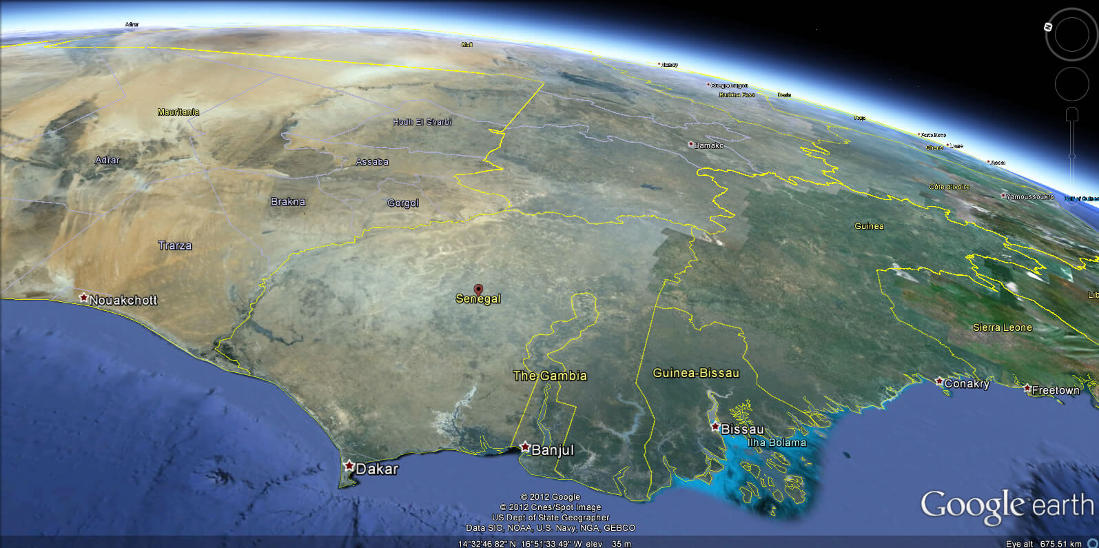 Senegal Earth Map